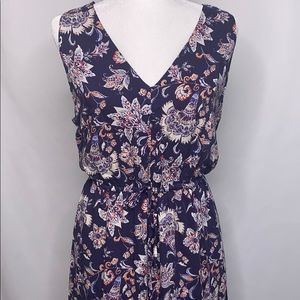 Lucky Brand Tie Waist V-Neck Floral Maxi Dress XL